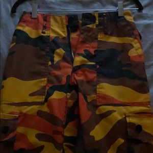 urban outfitters orange/yellow camo pants